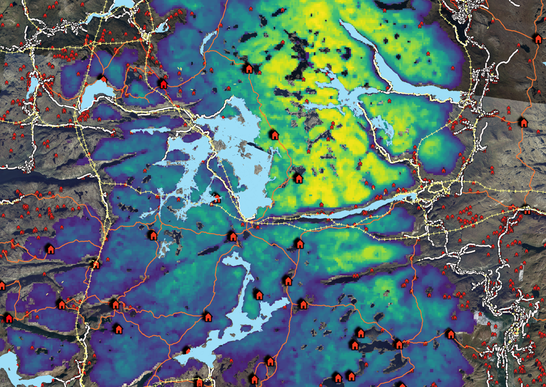 Fig 2 - REINDEER HABITAT LOST: 222 km2